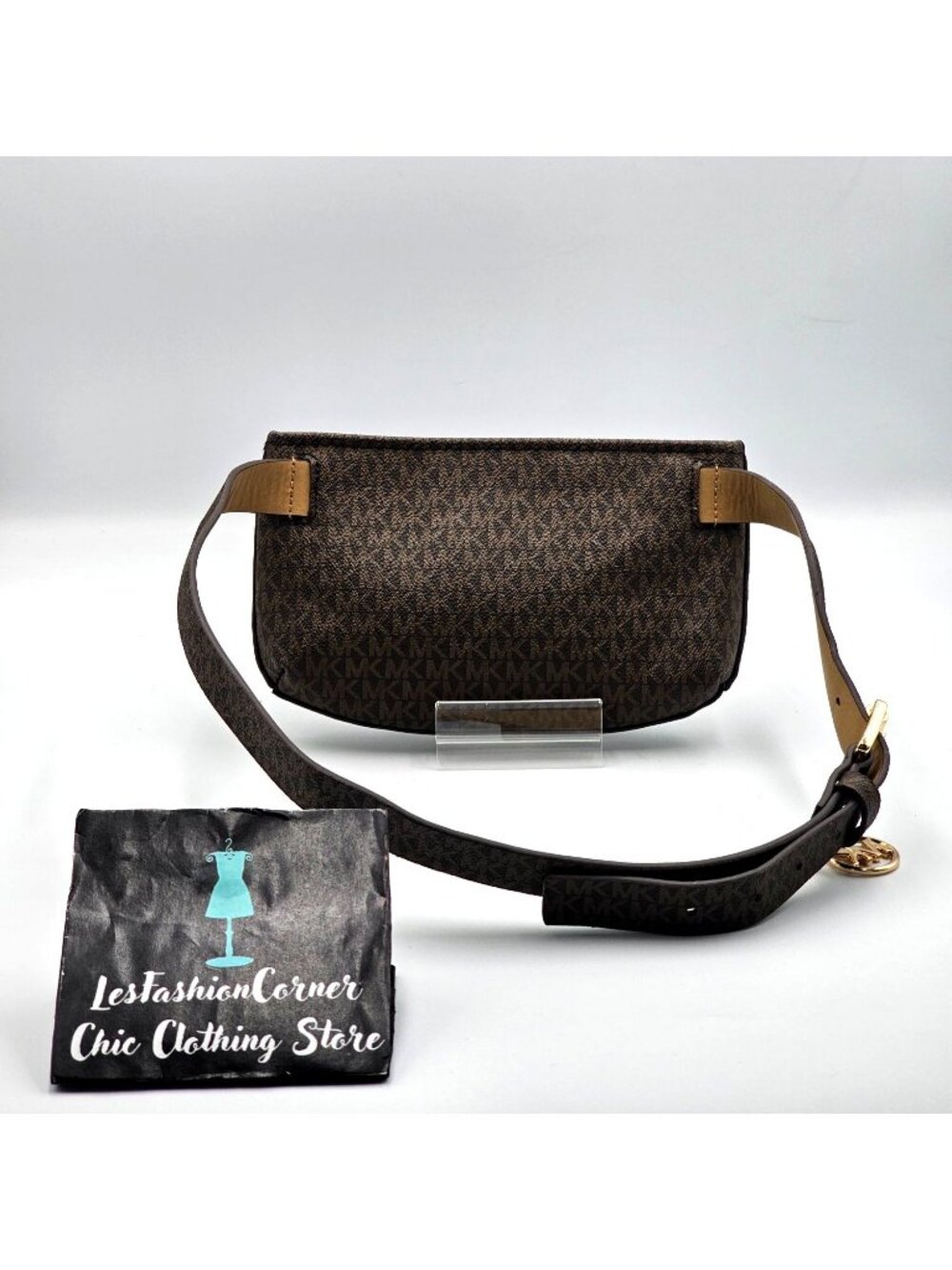 Michael Kors Women's Brown Beige Signature Logo Waist Pack Belt Bag Sz S/M 3303 - Picture 7 of 15
